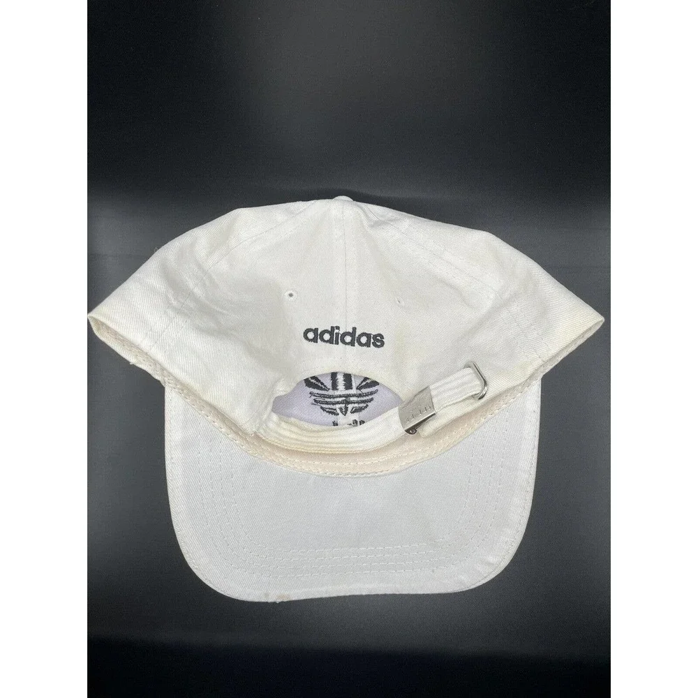 Adidas Hat Cap Strapback White Black Trefoil Logo Spell Out Adjustable Mens - Picture 3 of 5